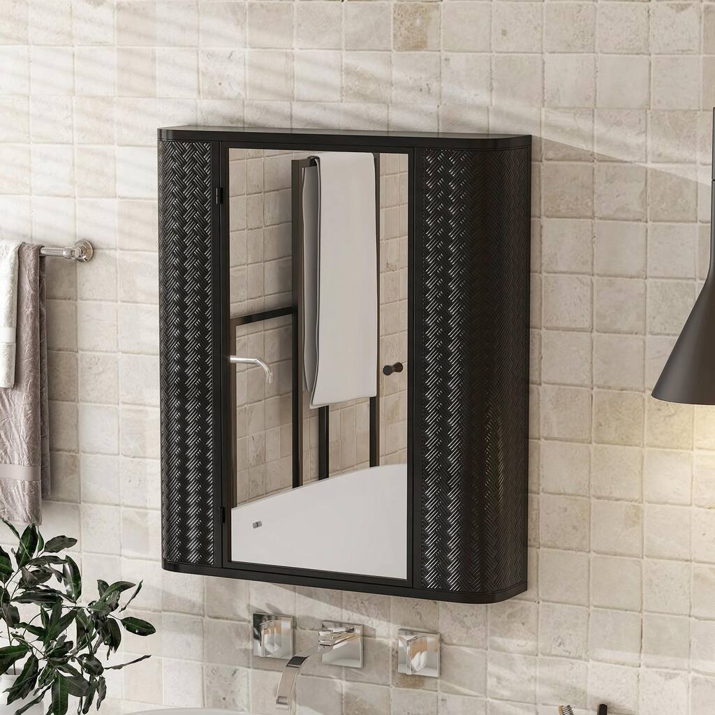 Steel Frame Mirror Cabinet - Waterproof, Space-Saving Storage