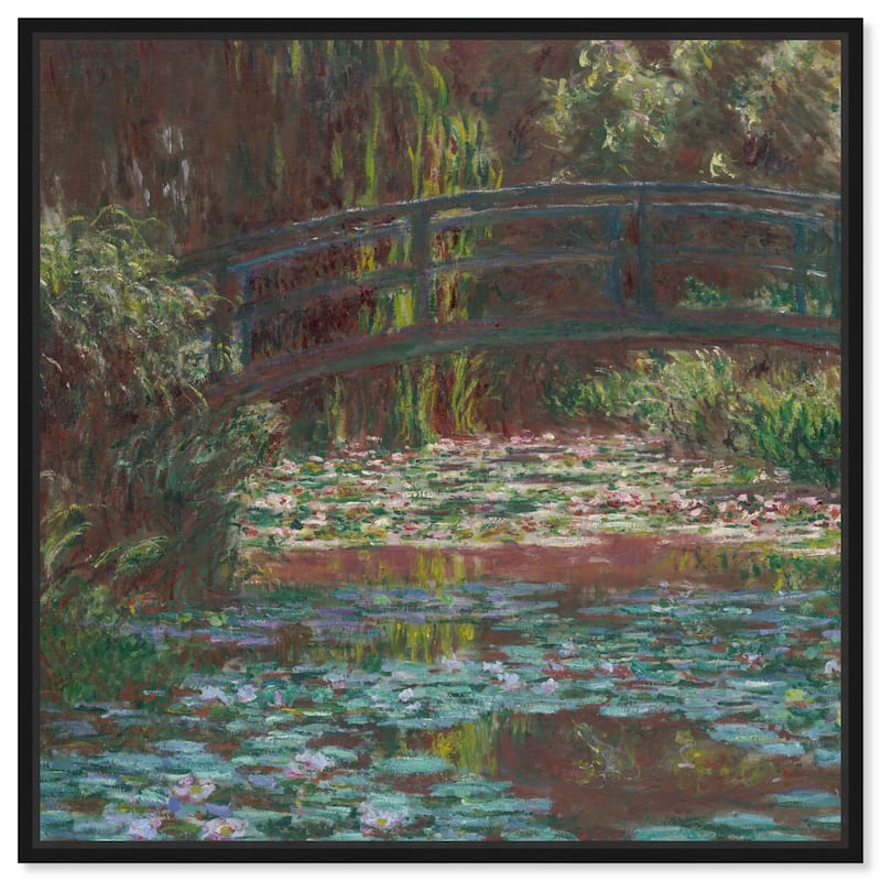 Water Lily Pond Canvas by Art Remedy - Black - 12" x 12"