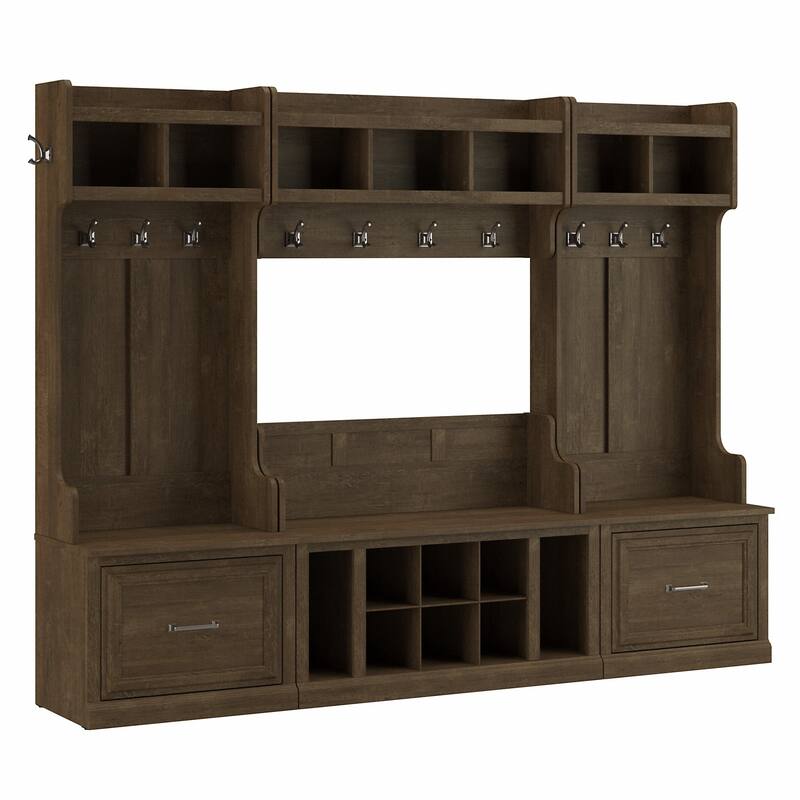 Woodland Full Entryway Storage Set with Coat Rack by Bush Furniture