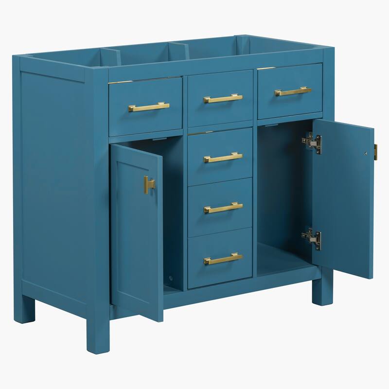 Modern 36 Inch Bathroom Vanity without Sink, Freestanding Single Bathroom Cabinet with 4 Drawers and 2 Cabinet Doors