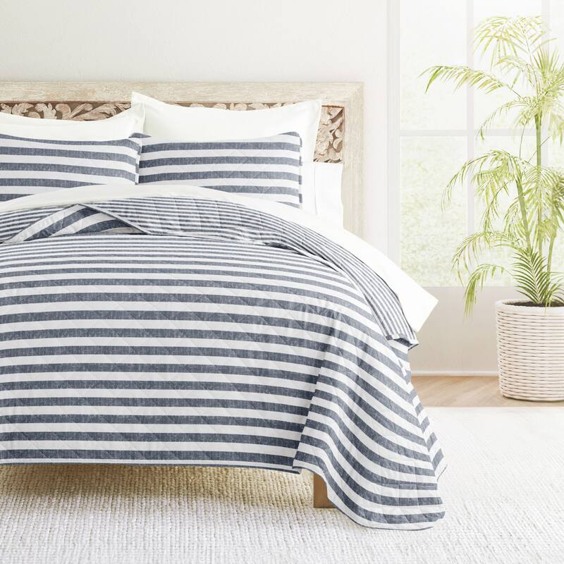 Becky Cameron All Season 3 Piece Striped Reversible Quilt Set
