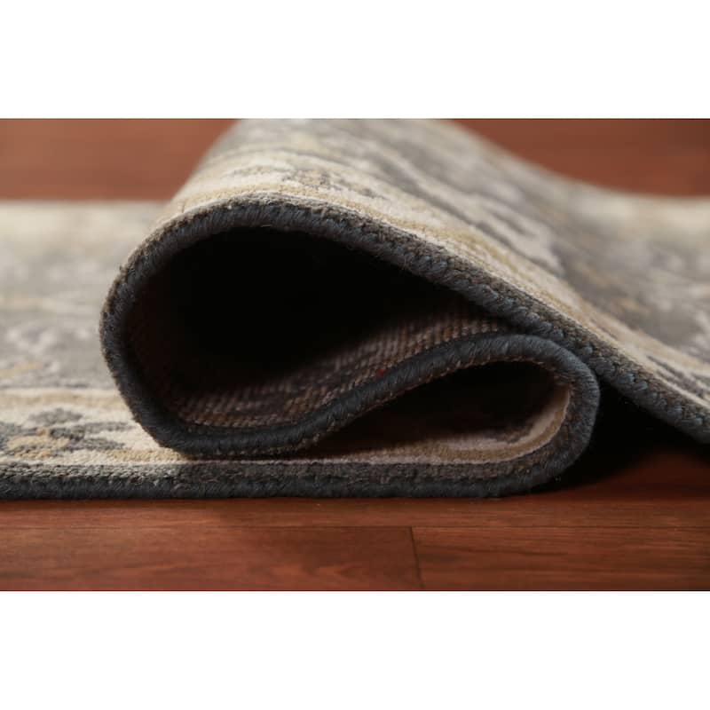 Gray Oushak Oriental Runner Rug Hand-Knotted Wool Carpet - 2'7" x 10'0"