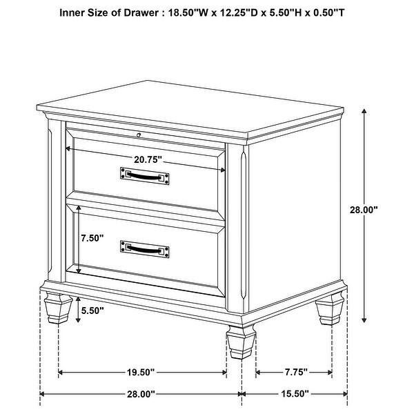 dimension image slide 12 of 37, Franco 4-Piece Storage Platform Bedroom Set