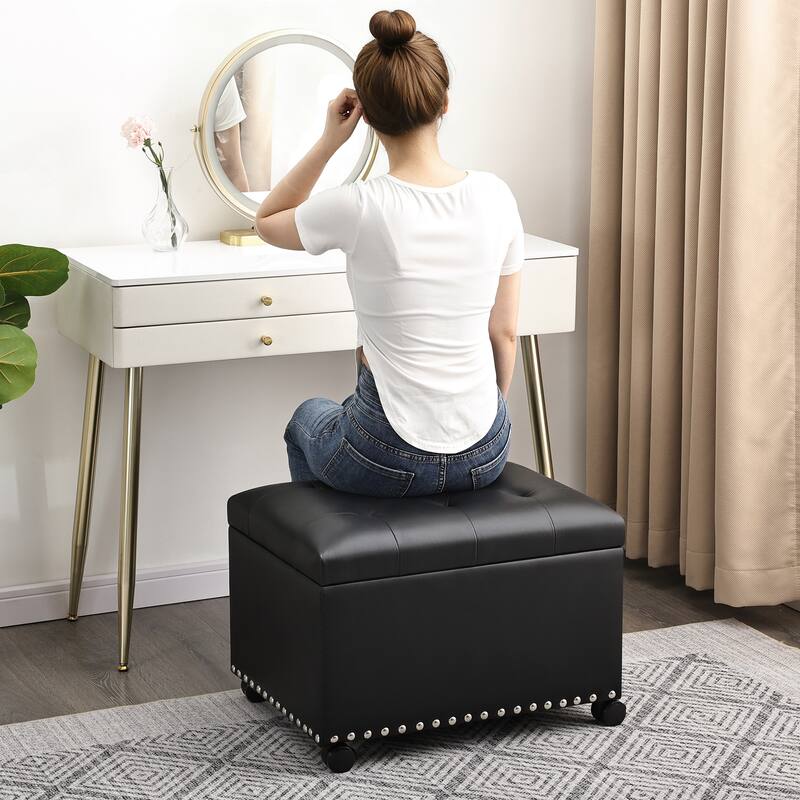 Adeco High End Classy Tufted Storage Ottoman Bench Footstool
