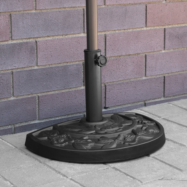 slide 2 of 5, Isle Half Round Outdoor Patio Umbrella Base Stand Black