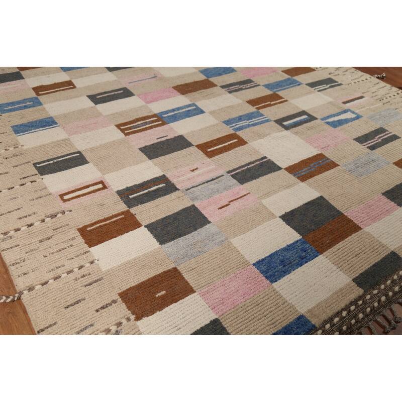 All-Over Geometric Moroccan Oriental Area Rug Hand-Knotted Wool Carpet - 8'11"x 12'4"