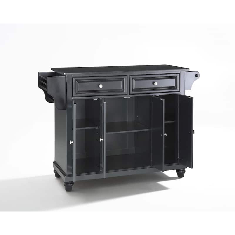 Kitchen Island Granite Top Full Size, Portable Kitchen Cart, Modern Kitchen Storage Island, White/Black