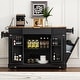 preview thumbnail 11 of 14, Bar Table Rolling Fluted Kitchen Island with Trash Can Black