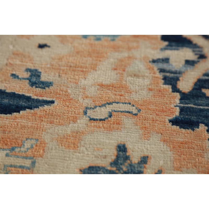 Hand Knotted Oriental 100% Wool Carpet Traditional All-Over Oranges & Rust Ziegler Area Rug - 9' 10'' X 8' 1''