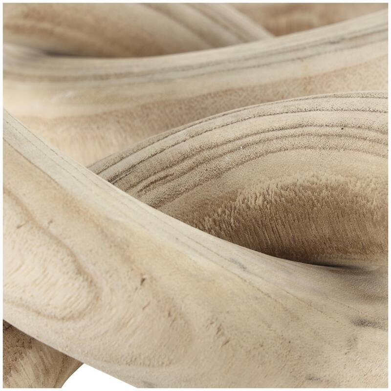 Wood Chain 3 Link Decorative Sculpture with Natural Wood Grain - Cream - Roche River Decor