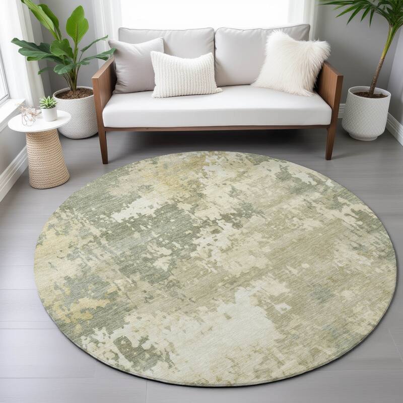 Machine Washable Indoor/Outdoor Contemporary Blend Chantille Rug