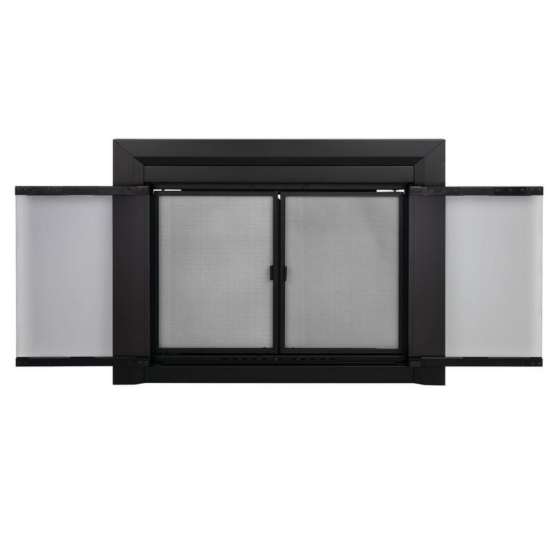 Pleasant Hearth Carlisle Fireplace Glass Door Small Black