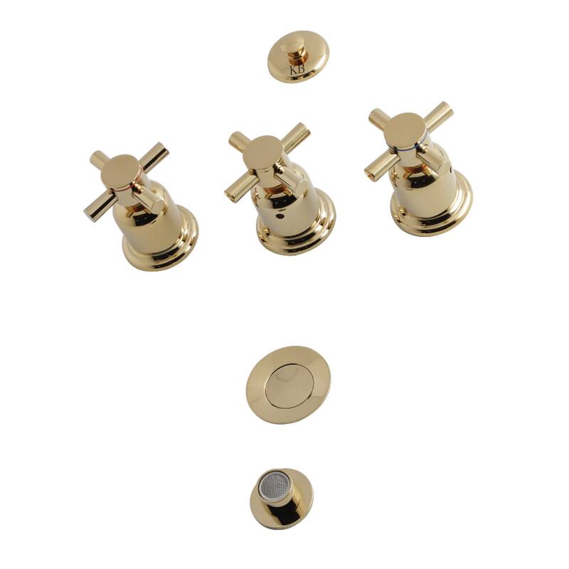 Kingston Brass Concord 1.5 GPM Widespread Bidet Faucet with 3 Cross - Polished Brass