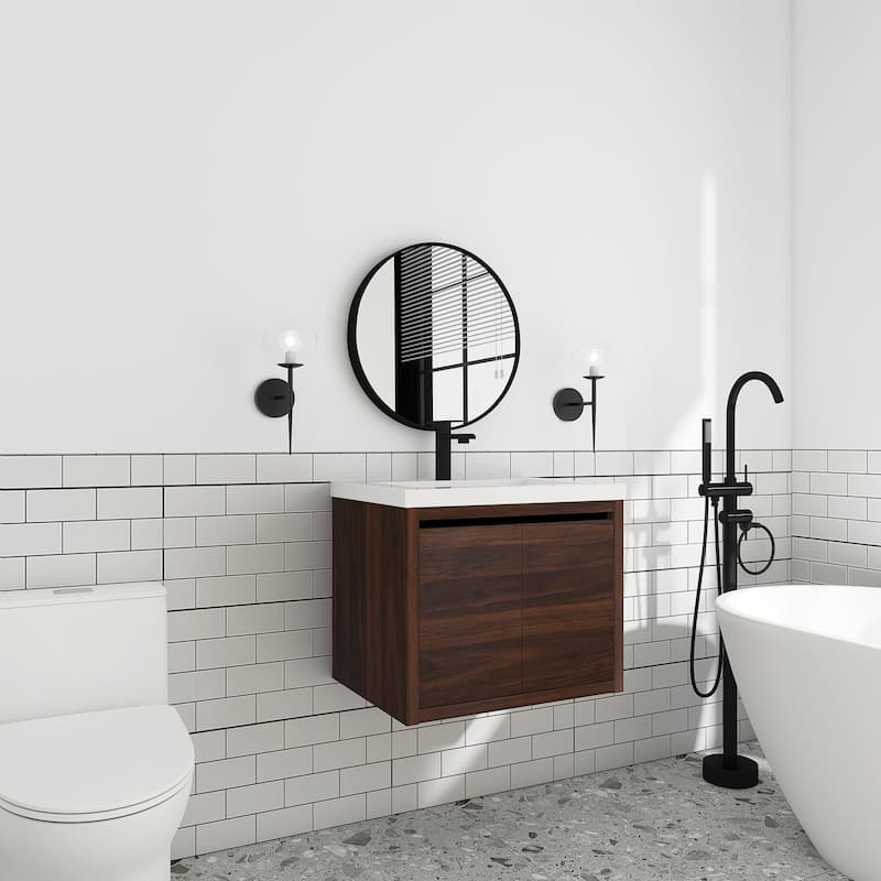 24 inch Bathroom Vanity with White Resin Top and Basin