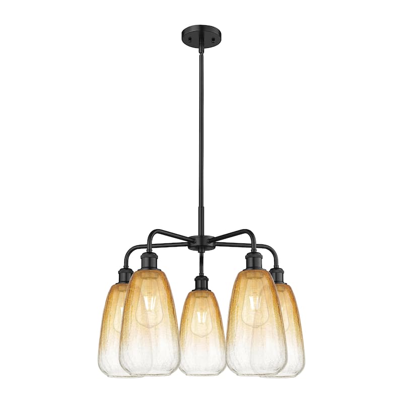 Innovations Lighting Endless Possibilities Ballston - Brookhaven Almond - 5 Light 25" Stem Hung Chandelier - Matte Black/Amber