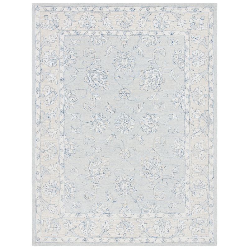 SAFAVIEH, Handmade Micro-Loop Kyrah Modern Wool Rug - 7' x 9' - Blue/Beige