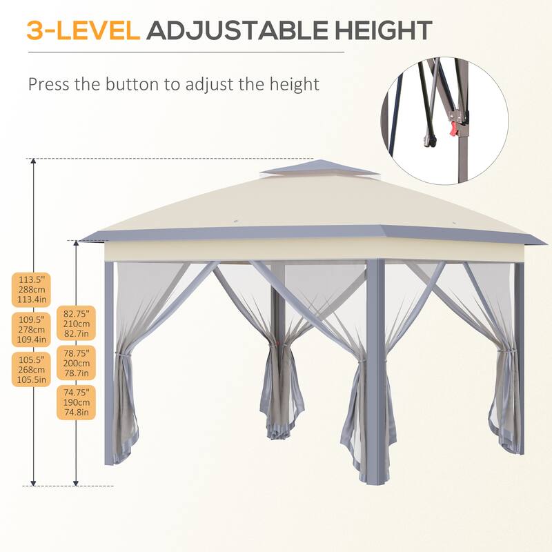 11' x 11' Pop Up Canopy Tent with Netting and Carry Bag - Beige