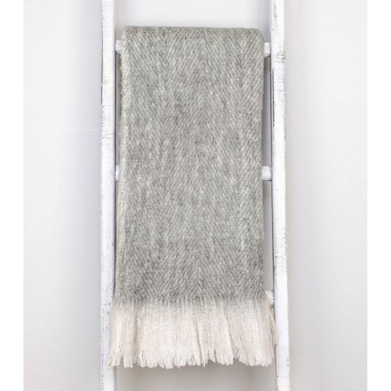 Supreme Soft Pink and White Herringbone Handloomed Throw Blanket