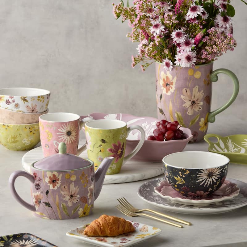 Certified International Wildflowers 28 oz. Wax Off Round Bowl - 12.50"L x 10.00"W x 3.25"H