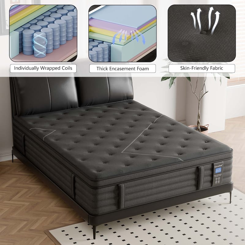 Modland 14" Extra Firm Cooling Gel Hybrid Mattress for Back Pain Relief in a Box, Twin/Full/Queen/King/CALKing Size
