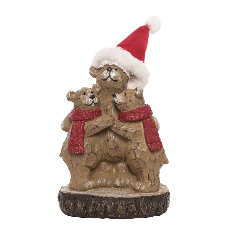 Transpac Resin 6 in. Multicolor Christmas Woodland Bear