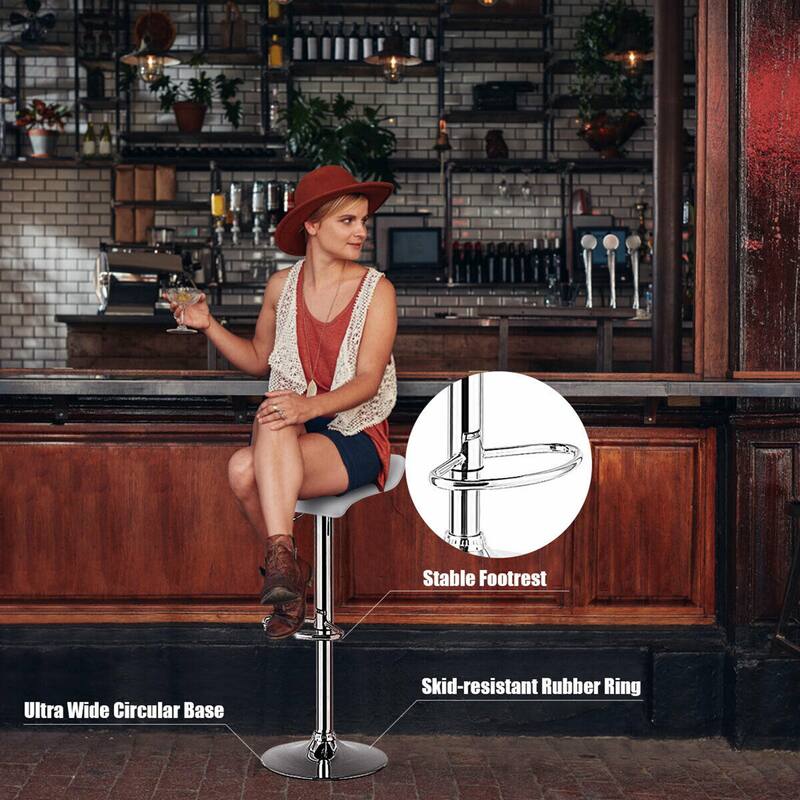 Gymax Set of 4 Swivel Bar Stool PU Leather Adjustable Kitchen Counter - See Details
