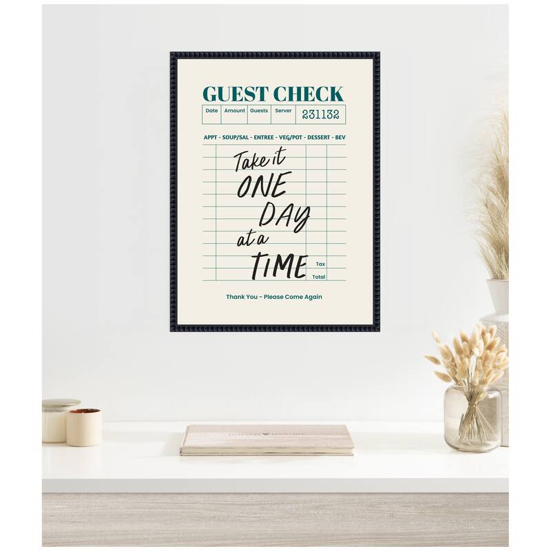 Kate and Laurel Guest Check One Day At A Time by The Creative Bunch Studio Framed Canvas Wall Art Print