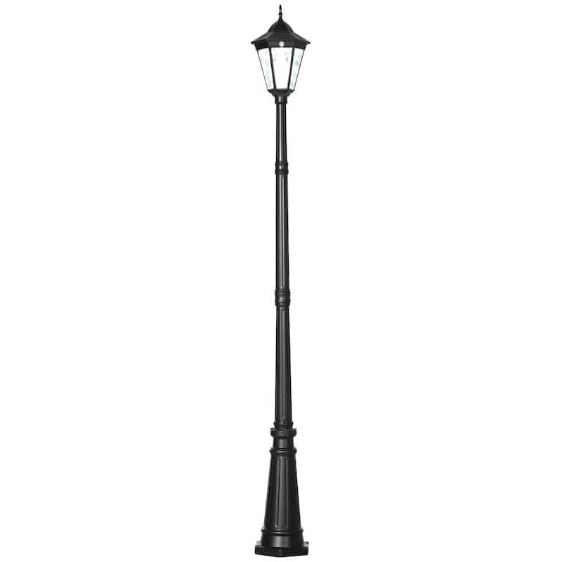Outsunny 94.5" Solar Lamp Post Light, Dusk to Dawn Vintage Style Street Light, Aluminum Solar Powdered Lamp, PIR Motion Sensor