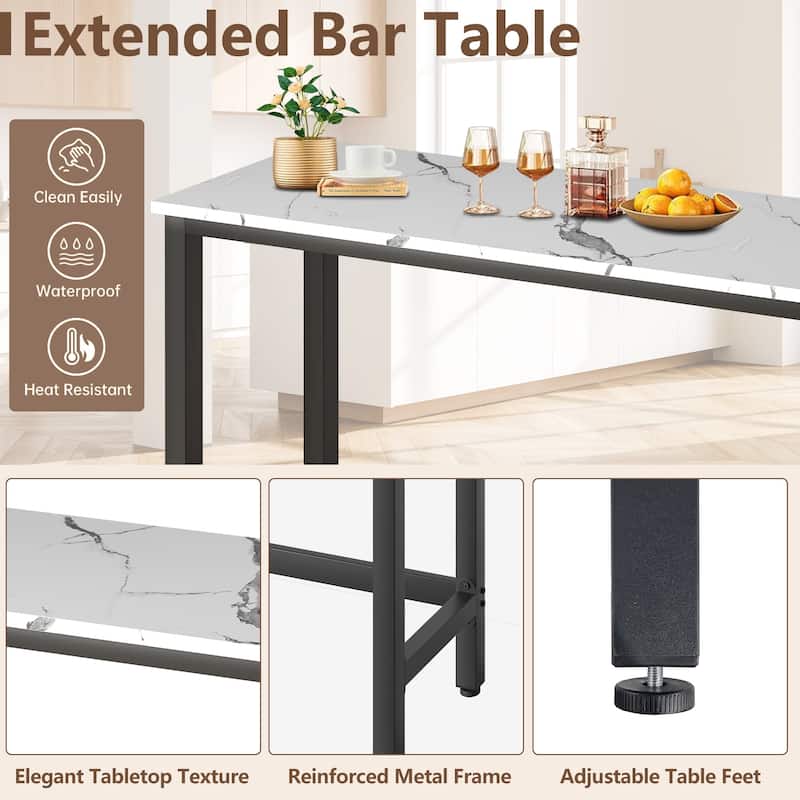 Modern 4 Piece Bar Dining Table and Chair Set, Kitchen High Dining Table Set with Three Stools