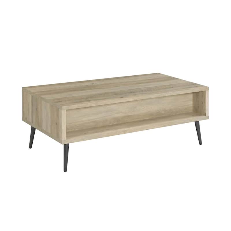 1 Drawer and 1 Shelf Wooden Coffee Table in Antique Pine and Grey