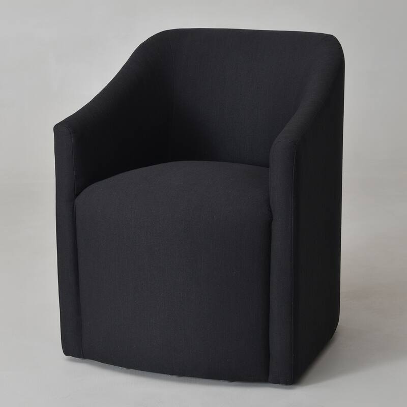 KINWELL 25" Performance Fabric Upholstered Rolling Dining Armchair