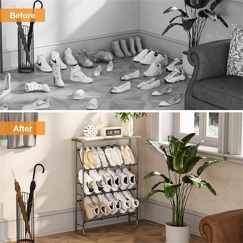 Shoe Rack Storage - 7.87"D x 27.36"W x 35"H