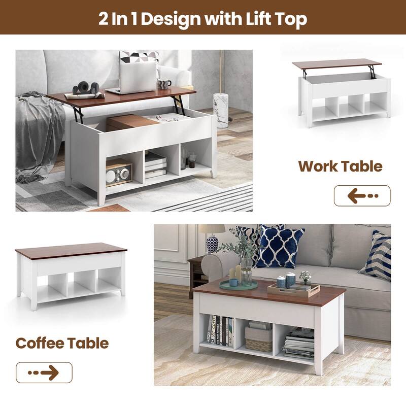Costway Lift Top Coffee Table w/ Hidden Compartment and Storage