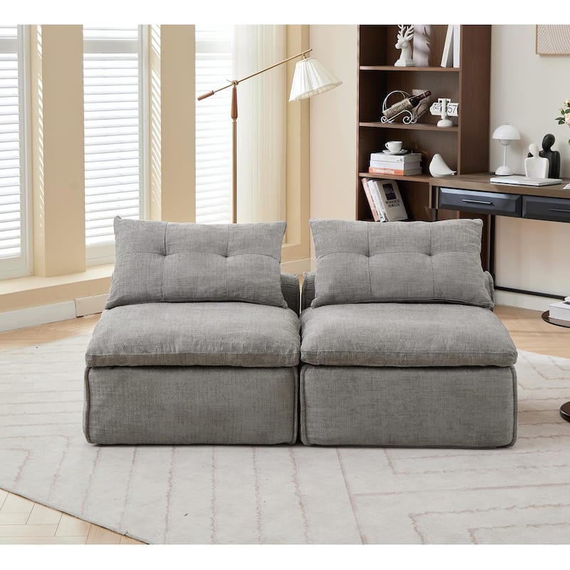 66" Upholstered 2-Seater Sofa with Neck & Waist Pillows