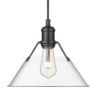 Yep by Golden Lighting Orwell 1-light 10in Pendant in Matte Black and Clear Glass