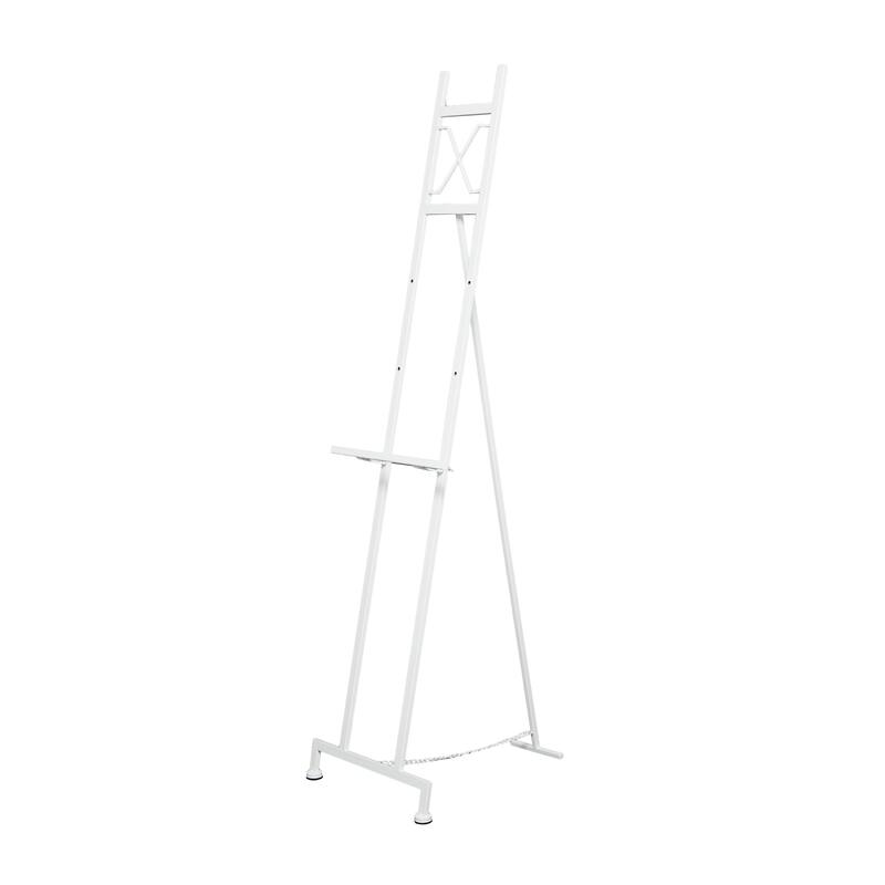 White Metal Tall Adjustable 3 Tier Display Easel with Chain Support