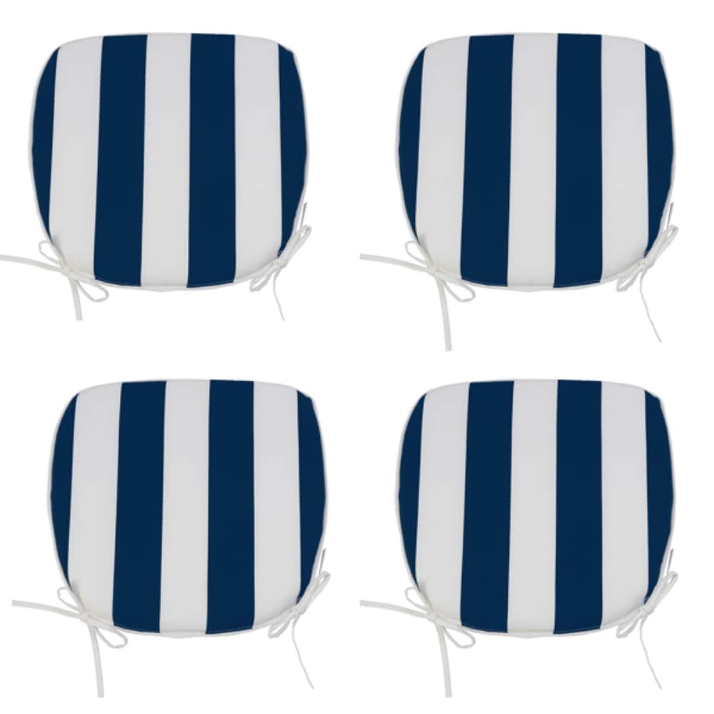 Blue and white top striped seat cushions