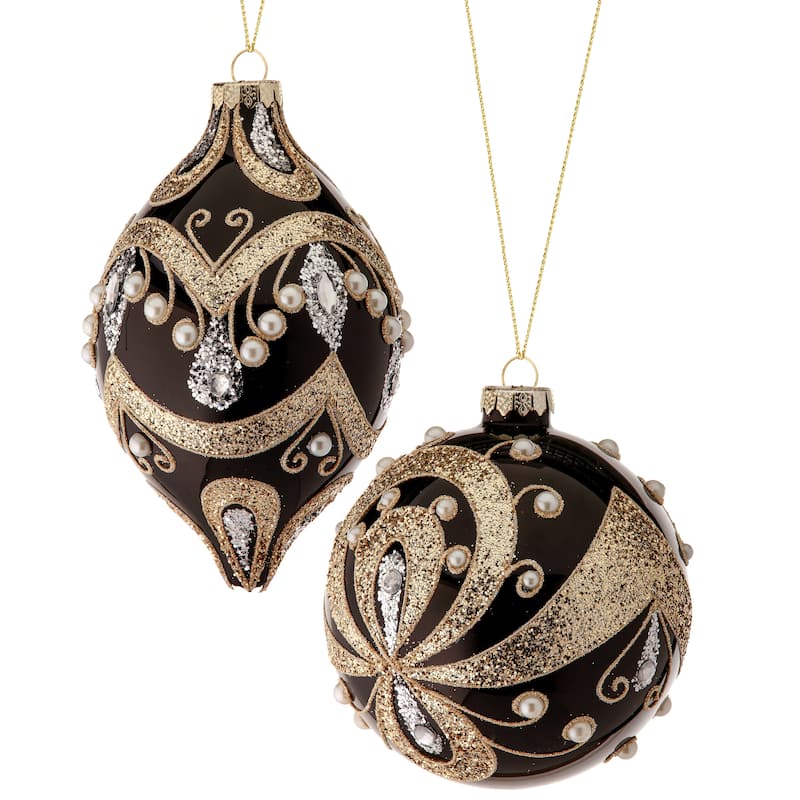 5-6" Glass Opulent Ball Finial Ornament Set of 6
