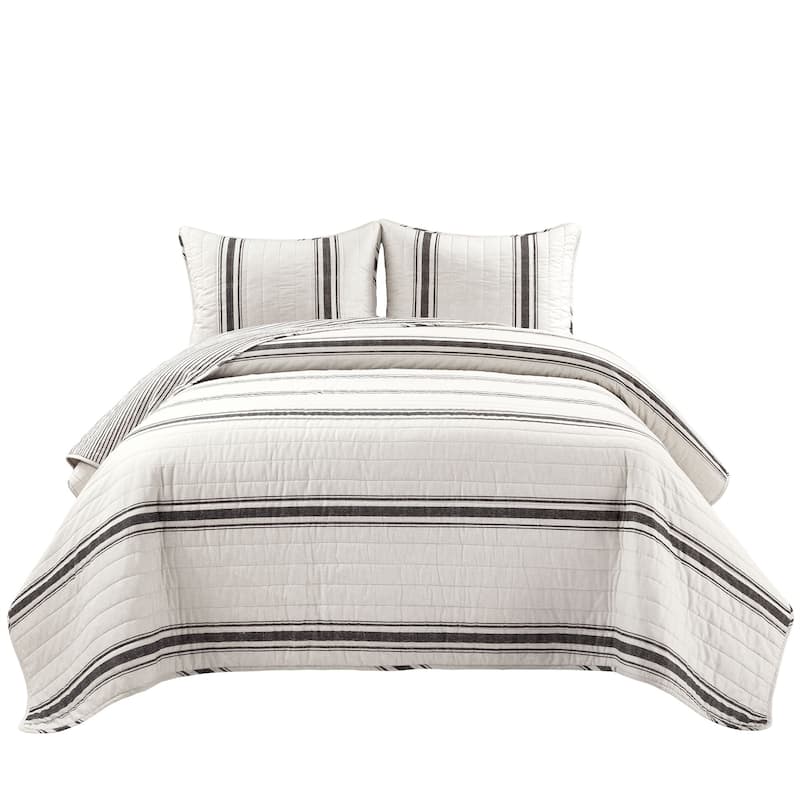 Lush Decor Farmhouse Stripe 3 Piece Quilt Set