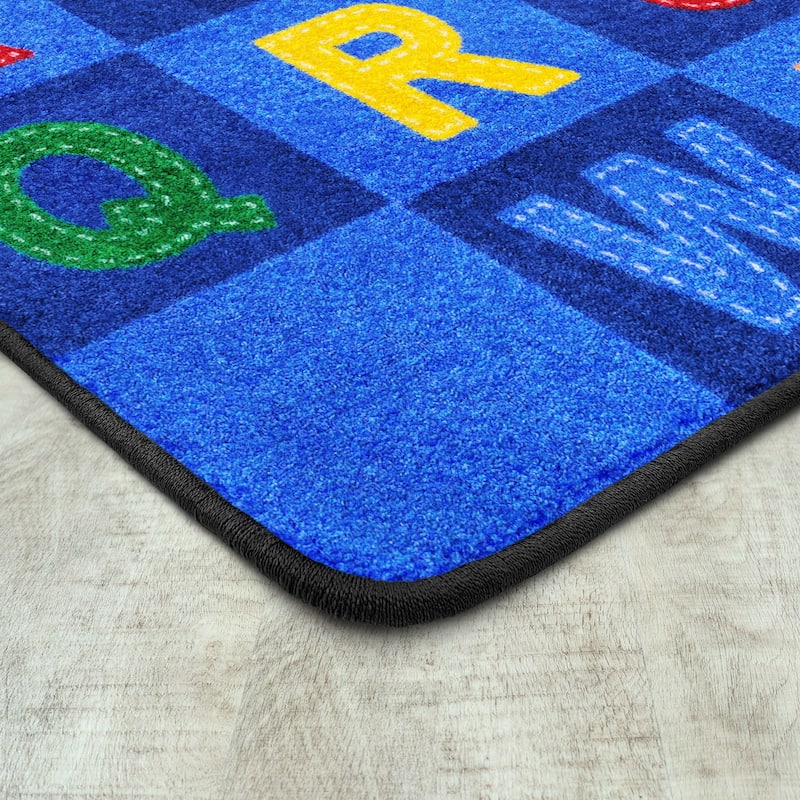 Patchwork Letters Multi Educational Nylon Area Rug
