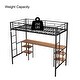 preview thumbnail 7 of 13, Black Twin Size Metal Loft Bed with Table, Shelves, Heavy-duty Sturdy Metal, Built-in Table, Safety Guardrail