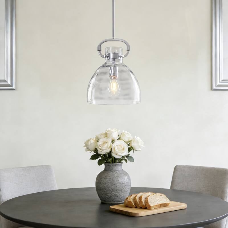 Skystar 1 - Light Single Pendant With Clear Hammered Glass Shade