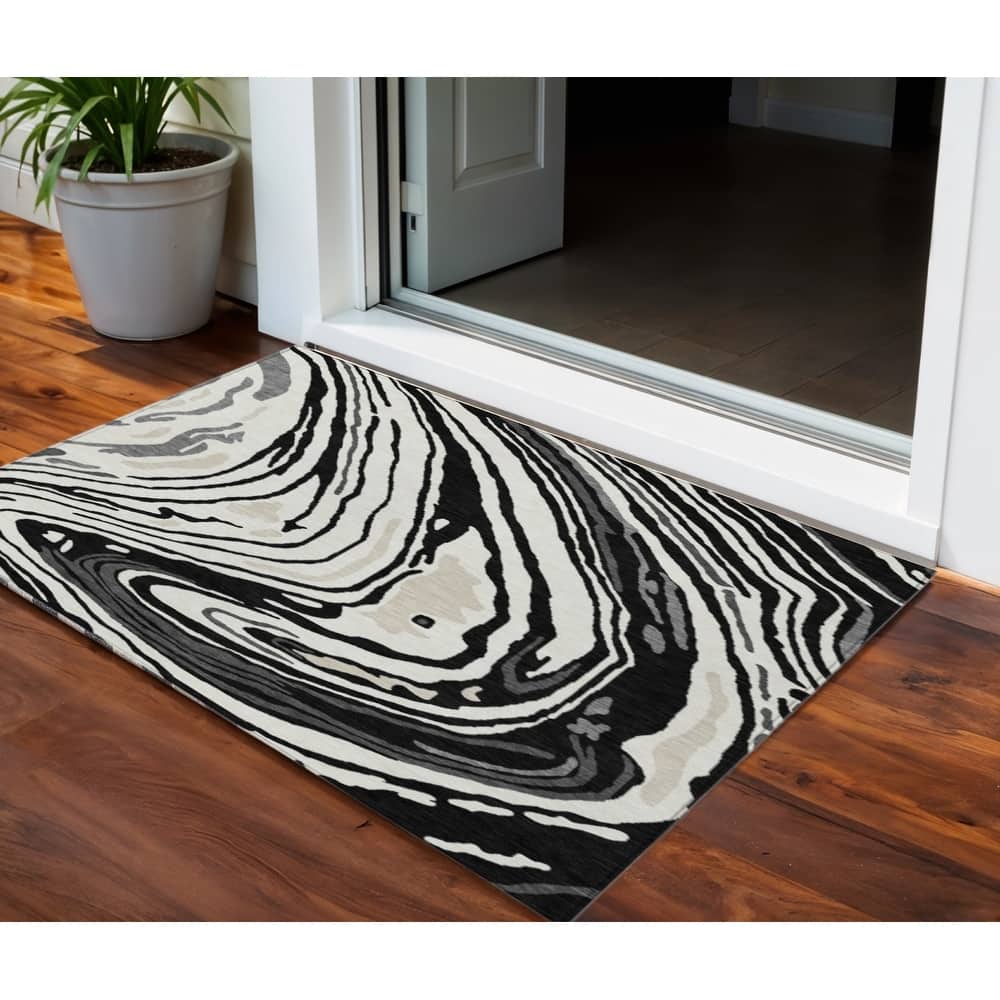 HomeRoots Abstract Transitional Rectangle Outdoor Rug