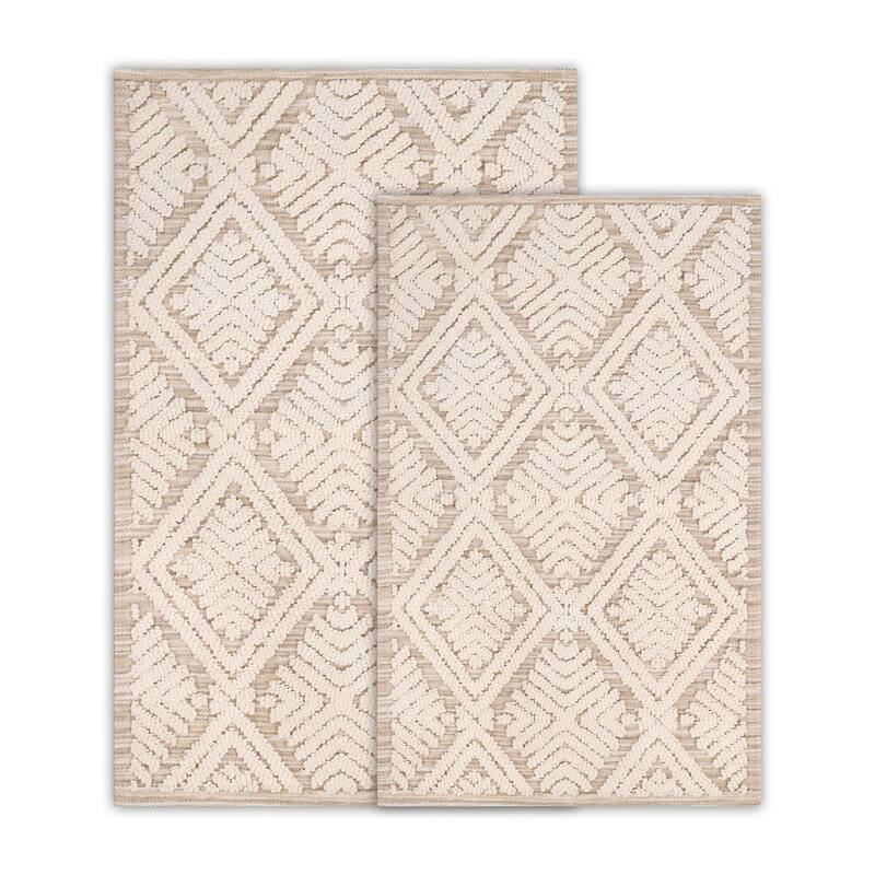 Superior Ceton Geometric Washable Bath Rug, Set of 2