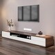 preview thumbnail 6 of 15, Modern Wood White TV Stand, Lowline Media Console with 4 Drawers, Open Storage Cabinet, Walnut Veneer, Fully-assembled 78" - White + Wood