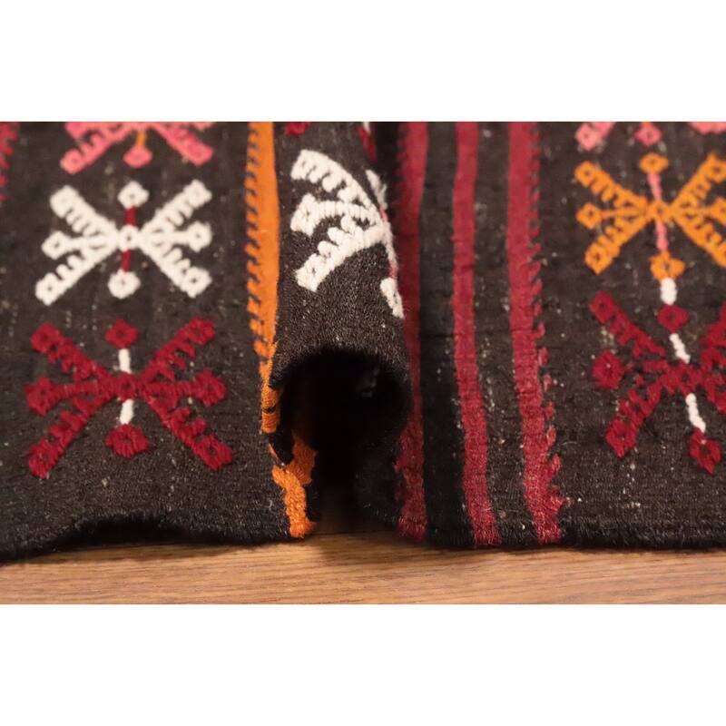Hand Woven Oriental 100% Wool Carpet Southwestern Tribal Multi-Colored Kilim Area Rug - 11' 11'' X 5' 9''