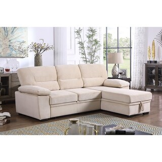 Velvet Upholstered Reversible Sleeper Sectional Sofa Chaise - Bed Bath ...
