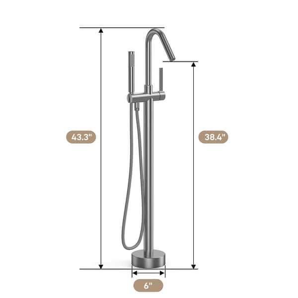 dimension image slide 6 of 8, Freestanding Bathtub Faucet, Floor-Mount Tub Filler Chrome