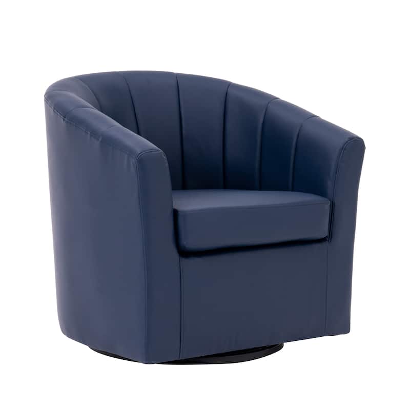Porthos Home Manon Swivel Faux Leather Barrel Accent Chair with Removable Seat Cushion
