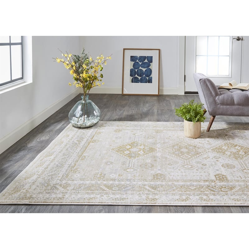 Zetiq Floral Traditional Non Skid Woven Area Rug By HomeRoots - 4' x 6'